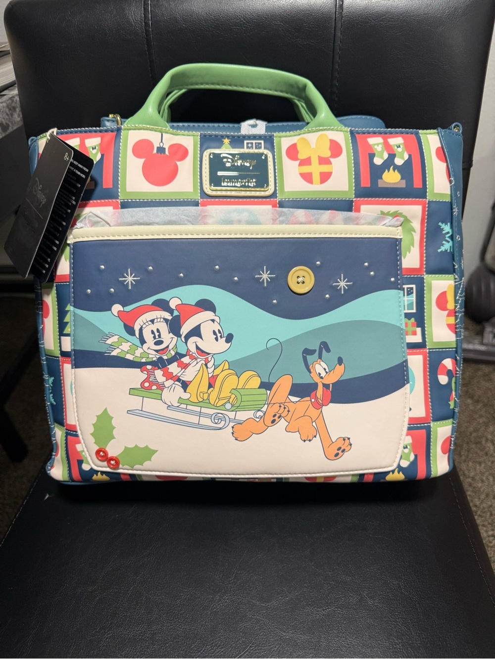 Disney Loungefly Mickey & Friends Holiday Convertible Tote Backpack Crossbody